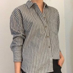 Grey Striped Madewell Flannel Westward Shirt